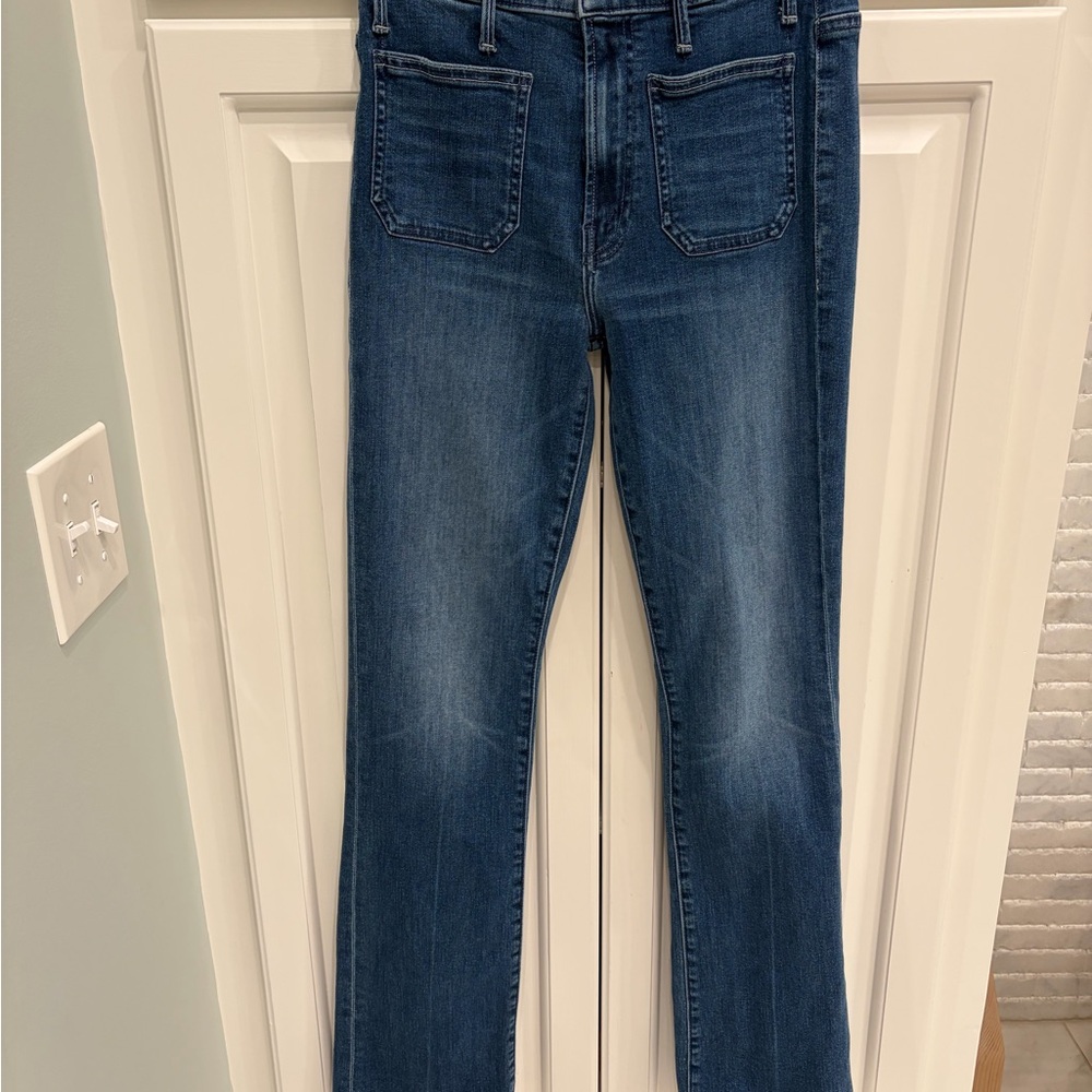 MOTHER High-Rise Dark Wash Straight Jeans